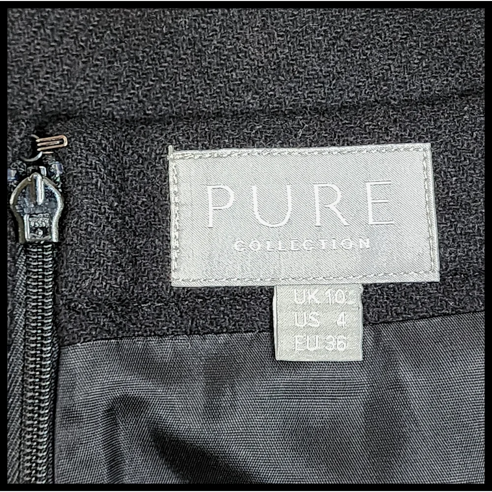 PURE Collection Wool Pencil Skirt Lined Black Size 4 Classic Timeless Minimalist